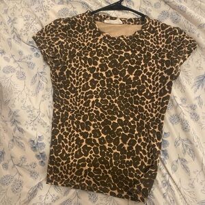 Cotton On Brown Leopard Print Short Sleeve Tee